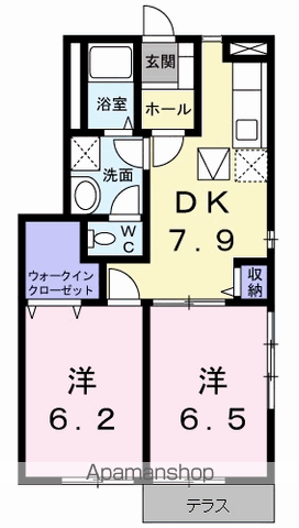 リバージュハイツⅡ(2DK/1階)の間取り写真