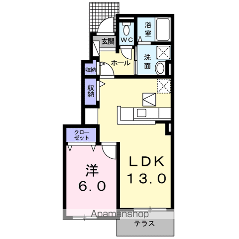 グランドソレーユ Ⅳ(1LDK/1階)の間取り写真