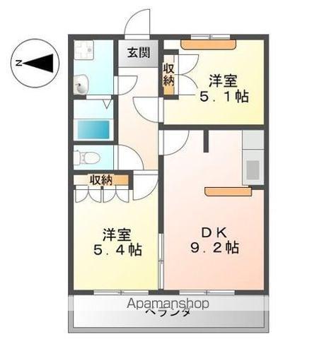 イーストリバー3(2DK/1階)の間取り写真