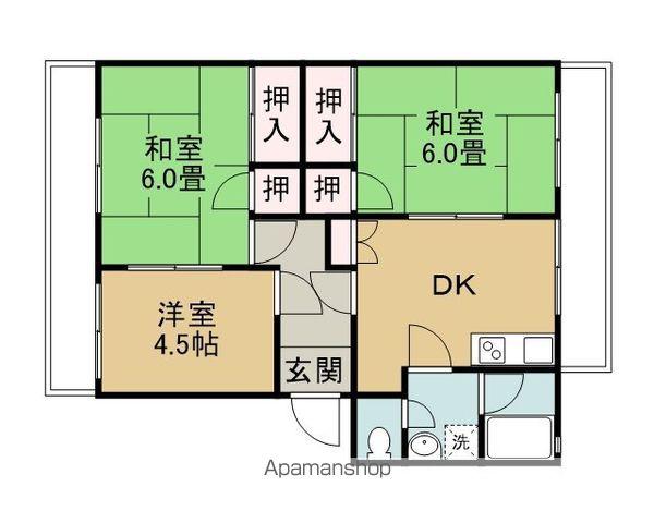 中寺ハイツI・Ⅱ(3DK/1階)の間取り写真