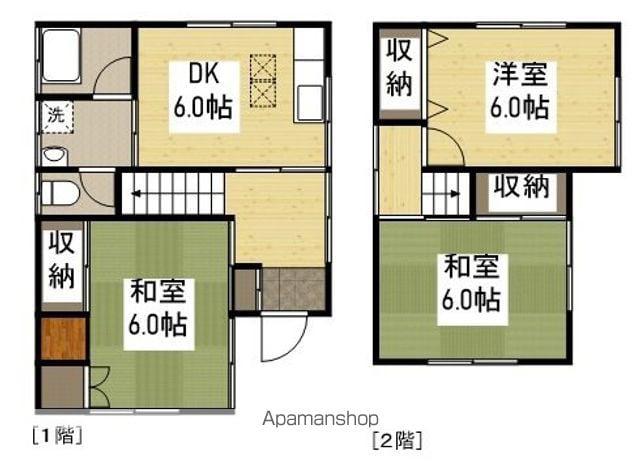 広島電鉄宇品線 宇品四丁目駅 徒歩5分 2階建 築49年(3DK)の間取り写真