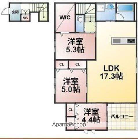 東大阪市足代1丁目ヘーベルメゾン(3LDK/1階)の間取り写真