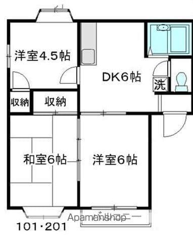 エトワールカヤマB(3DK/2階)の間取り写真