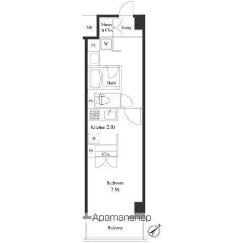 プライマル小石川(1K/2階)の間取り写真