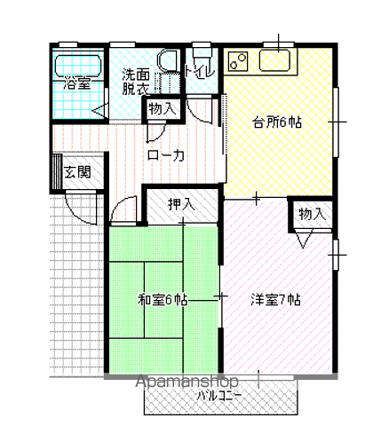 ラ・ネージュB(2DK/1階)の間取り写真