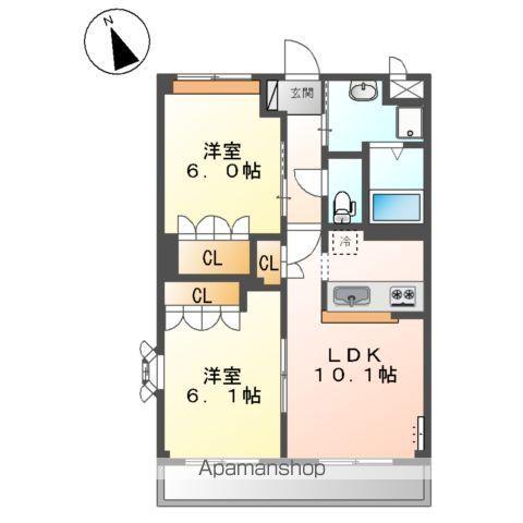 ランドマーク曙壱番館(2LDK/3階)の間取り写真