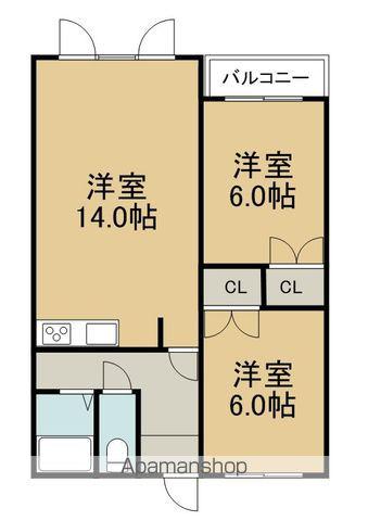 ガーベラマンション音更(2LDK/3階)の間取り写真