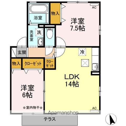 GREENFORESTABC(2LDK/1階)の間取り写真