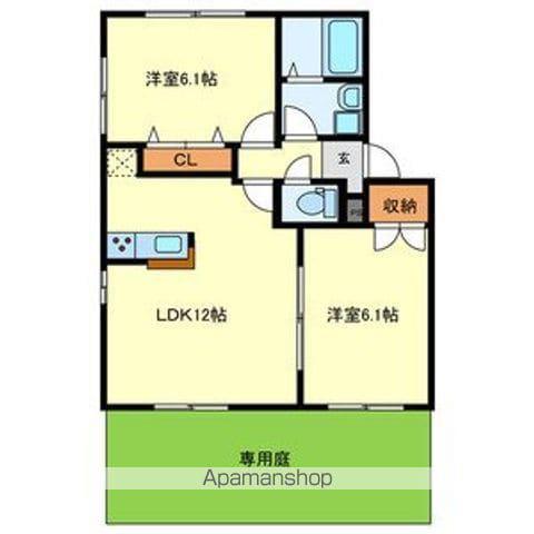 オアゼ・二色Ⅰ番館(2LDK/1階)の間取り写真