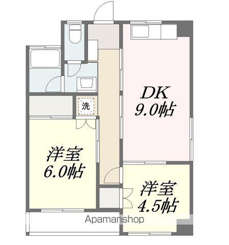 横田マンション(2DK/2階)の間取り写真