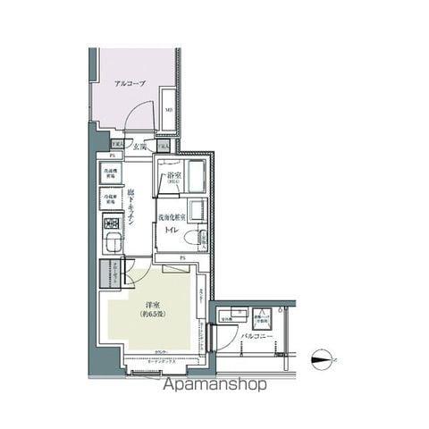 パークハウス東中野リヴゴーシュ(1K/4階)の間取り写真