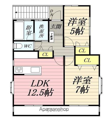 津アパート(2LDK/2階)の間取り写真