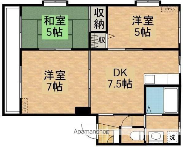 フィフティズB(3DK/2階)の間取り写真