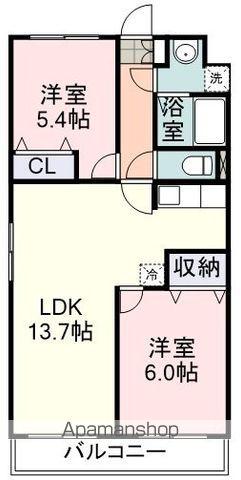 ビューテラス大谷(2LDK/1階)の間取り写真