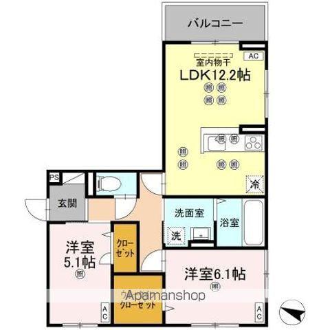 フィオーレガーデン北田宮 A(2LDK/3階)の間取り写真