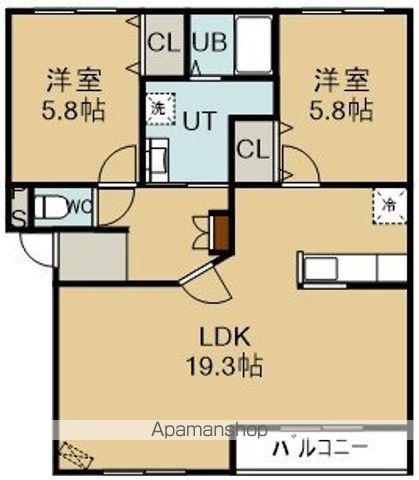 インペリアルS(2LDK/4階)の間取り写真