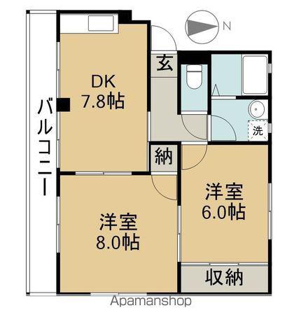 大津マンションⅡ(2DK/2階)の間取り写真