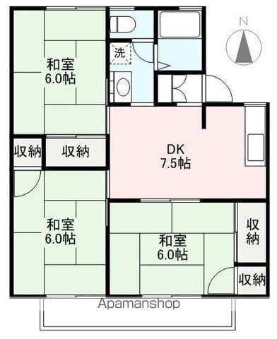 サン・サン・3(3DK/2階)の間取り写真