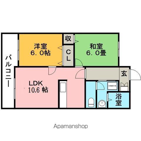 メゾンフルール(2LDK/2階)の間取り写真