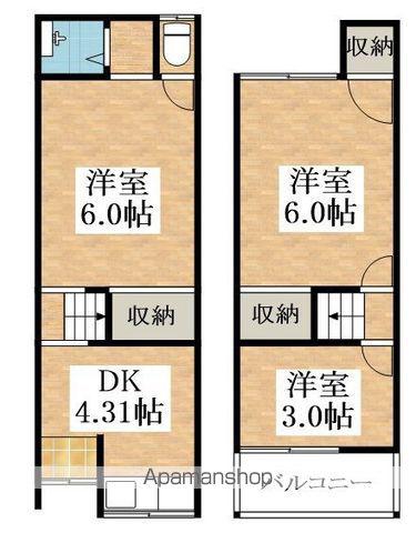 大阪府松原市 2階建 築61年(3K)の間取り写真