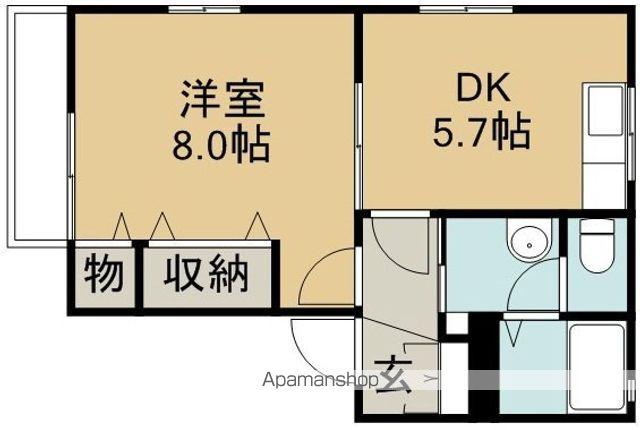 スーバンビラB棟(1DK/1階)の間取り写真