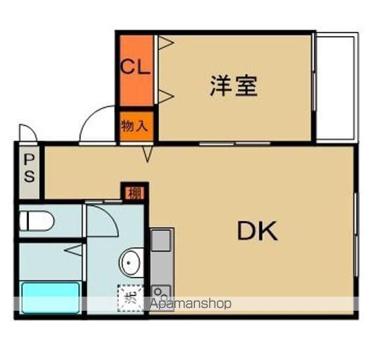 梅園町テラスハウス(1DK/2階)の間取り写真