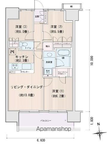 エスティメゾン豊洲レジデンス B棟(3LDK/5階)の間取り写真