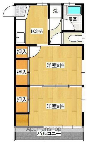 丸久第7・8コーポ(2K/2階)の間取り写真
