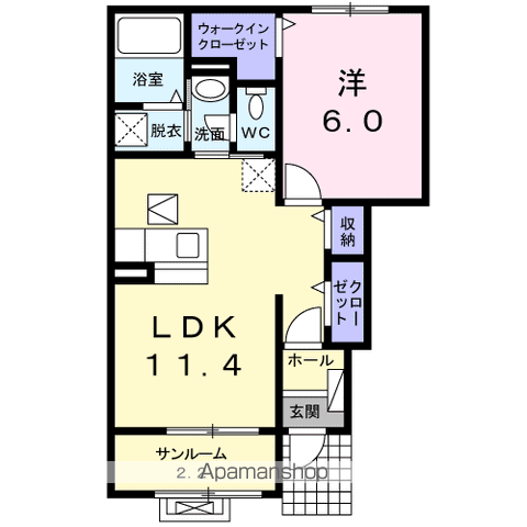 メモリー・プラントⅡ(1LDK/1階)の間取り写真