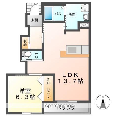 QUATRE SAISON NATURE(1LDK/1階)の間取り写真