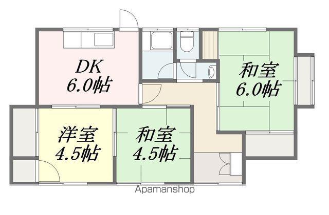 伊予鉄道環状線 木屋町駅 徒歩9分 1階建 築57年(3DK)の間取り写真