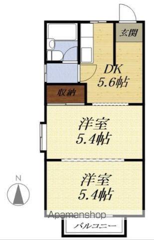 コーポ蘭I(2DK/1階)の間取り写真