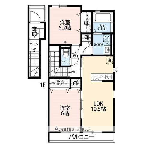 カーサ 優(2LDK/2階)の間取り写真