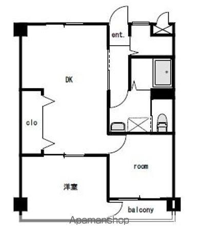 オックスフォードサーカス松山IC Ⅱ(2DK/2階)の間取り写真