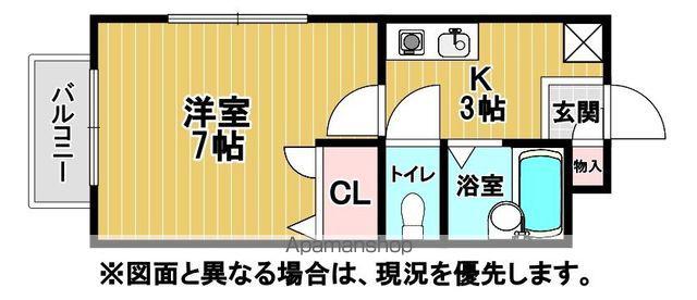 パークサイドⅠ(1K/1階)の間取り写真