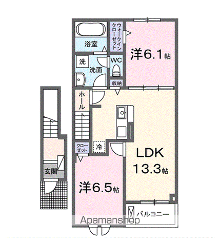 ラフィネⅢ(2LDK/2階)の間取り写真