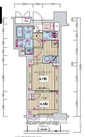 プレサンス名駅南ブリエ(1LDK/13階)の間取り写真