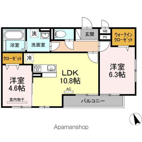 ブラウニー(2LDK/2階)の間取り写真