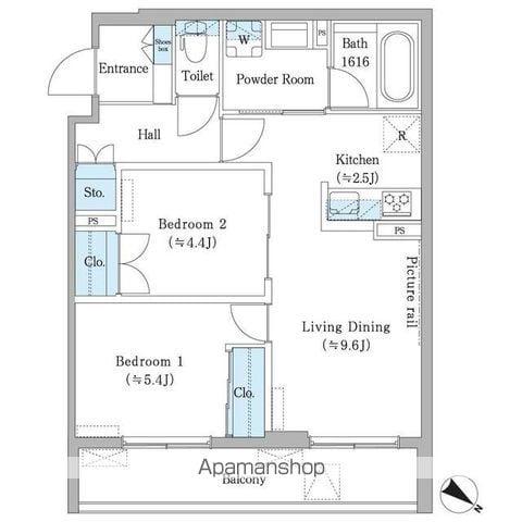 フィカーサ横浜(2LDK/2階)の間取り写真