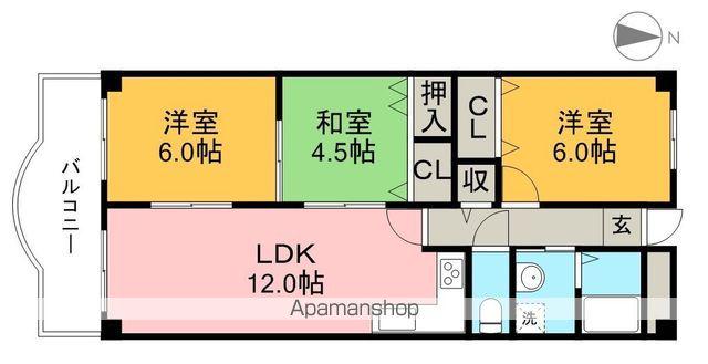 プロムナード万々(3LDK/2階)の間取り写真