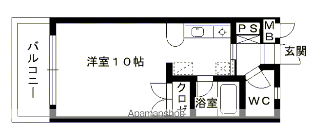 オーガスト(ワンルーム/2階)の間取り写真