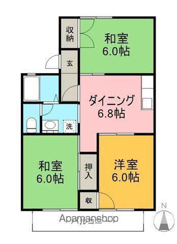 メゾンブローニュB(3DK/1階)の間取り写真
