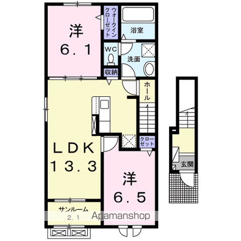 LE LIEN Ⅱ(2LDK/2階)の間取り写真