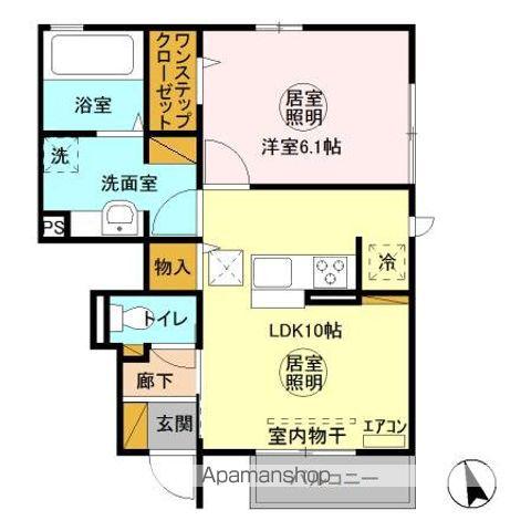 グランディール2(1LDK/1階)の間取り写真