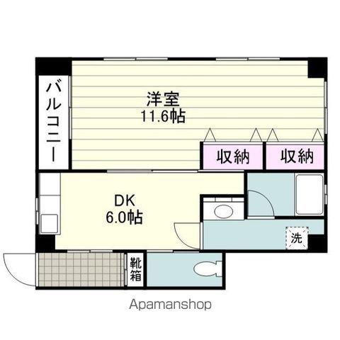 鹿児島市唐湊線 神田駅(交通局前) 徒歩15分 3階建 築18年(1DK/1階)の間取り写真