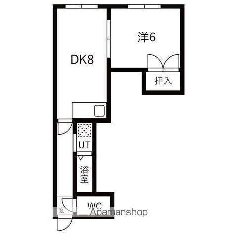 アーバン苗穂(1DK/3階)の間取り写真