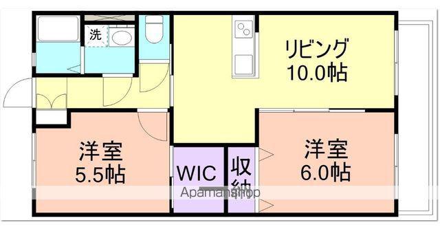 ローパスⅡ(2LDK/1階)の間取り写真