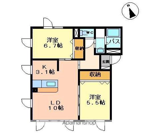 プランドール美原(2LDK/2階)の間取り写真