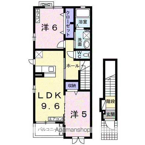 アルコバレーノ C(2LDK/2階)の間取り写真