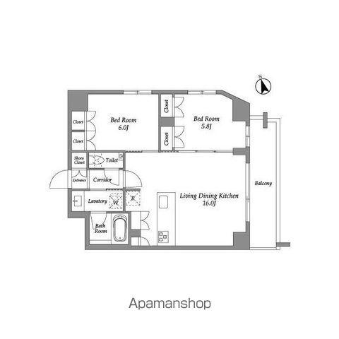 ENETIAL代官山(2LDK/9階)の間取り写真